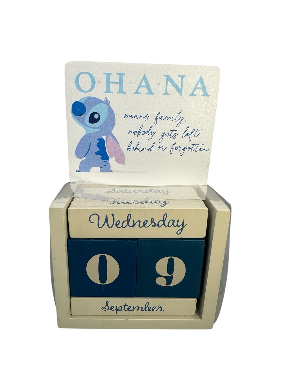 Disney Stitch OHANA Perpetual Wood Block Wall/Desk Calendar
